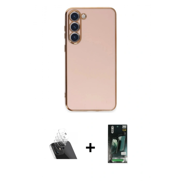 MARSİLYAN™- Galaxy S23 Kılıf Yankı Serisi - Şeffaf 360 Full Body Arka Koruyucu + Kamera Lens Koruma Cam - SF