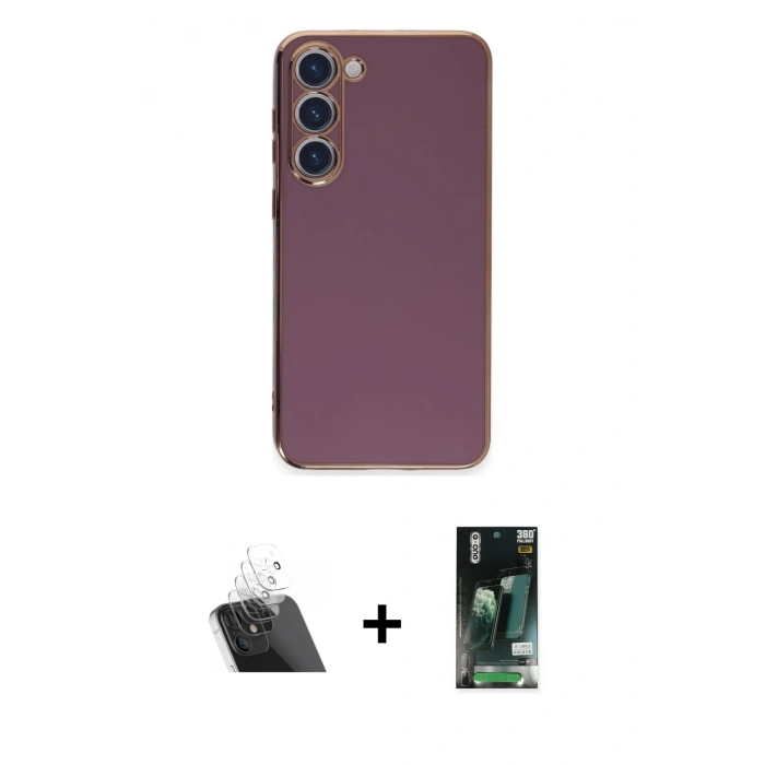 MARSİLYAN™- Galaxy S23 Kılıf Yankı Serisi - Şeffaf 360 Full Body Arka Koruyucu + Kamera Lens Koruma Cam - SF