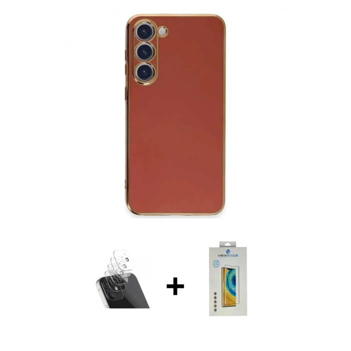 MARSİLYAN™- Galaxy S23 Kılıf Yankı Serisi - Şeffaf Polymer Nano Ekran Koruyucu + Kamera Lens Koruma Cam - SF