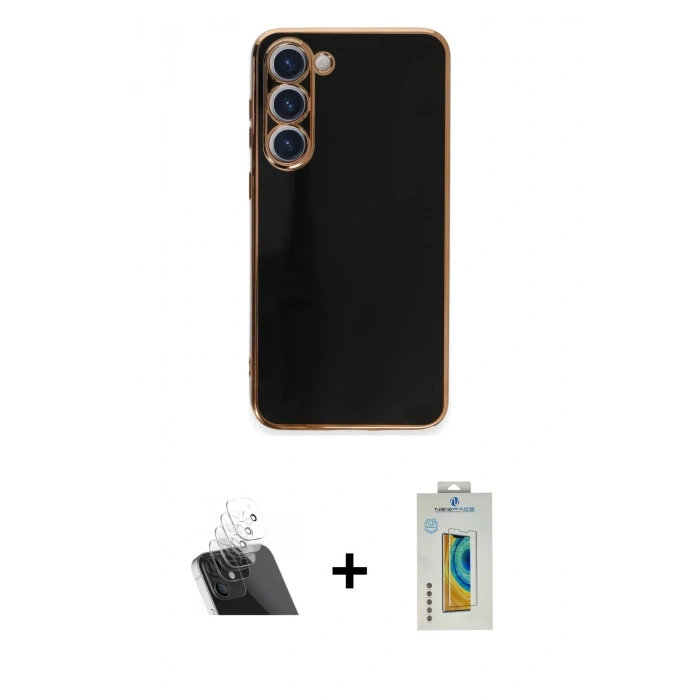 MARSİLYAN™- Galaxy S23 Kılıf Yankı Serisi - Şeffaf Polymer Nano Ekran Koruyucu + Kamera Lens Koruma Cam - SF