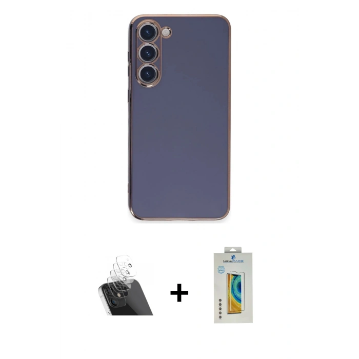 MARSİLYAN™- Galaxy S23 Kılıf Yankı Serisi - Şeffaf Polymer Nano Ekran Koruyucu + Kamera Lens Koruma Cam - SF