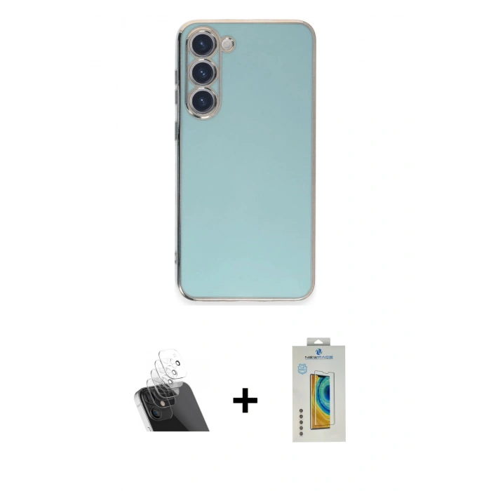 MARSİLYAN™- Galaxy S23 Kılıf Yankı Serisi - Şeffaf Polymer Nano Ekran Koruyucu + Kamera Lens Koruma Cam - SF
