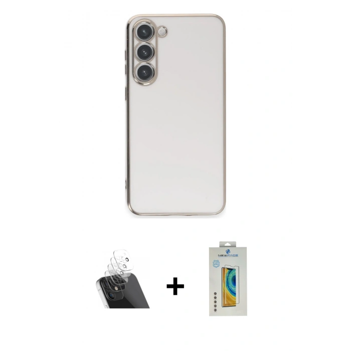 MARSİLYAN™- Galaxy S23 Kılıf Yankı Serisi - Şeffaf Polymer Nano Ekran Koruyucu + Kamera Lens Koruma Cam - SF