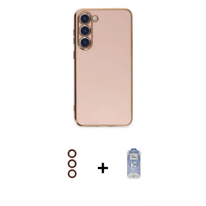 MARSİLYAN™- Galaxy S23 Kılıf Yankı Serisi - Siyah Joko Magic 5D Cam + Metal Kamera Lens - KI