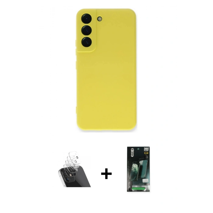 MARSİLYAN™- Galaxy S23 Plus Kılıf Ahenk Serisi - Şeffaf 360 Full Body Arka Koruyucu + Kamera Lens Koruma Cam - SF
