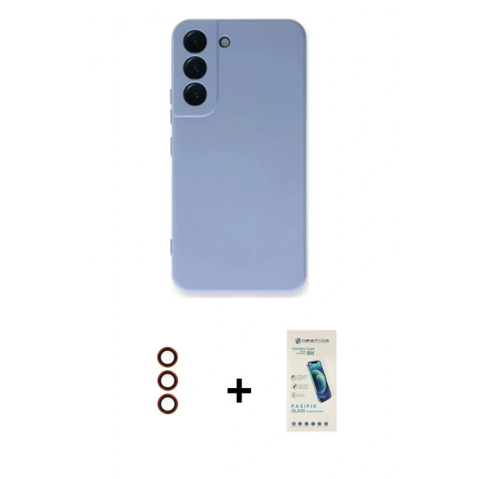 MARSİLYAN™- Galaxy S23 Plus Kılıf Ahenk Serisi - Şeffaf Pasifik Cam Ekran Koruyucu + Metal Kamera Lens - KI