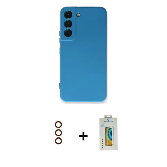 MARSİLYAN™- Galaxy S23 Plus Kılıf Ahenk Serisi - Şeffaf Polymer Nano Ekran Koruyucu + Metal Kamera Lens - KI