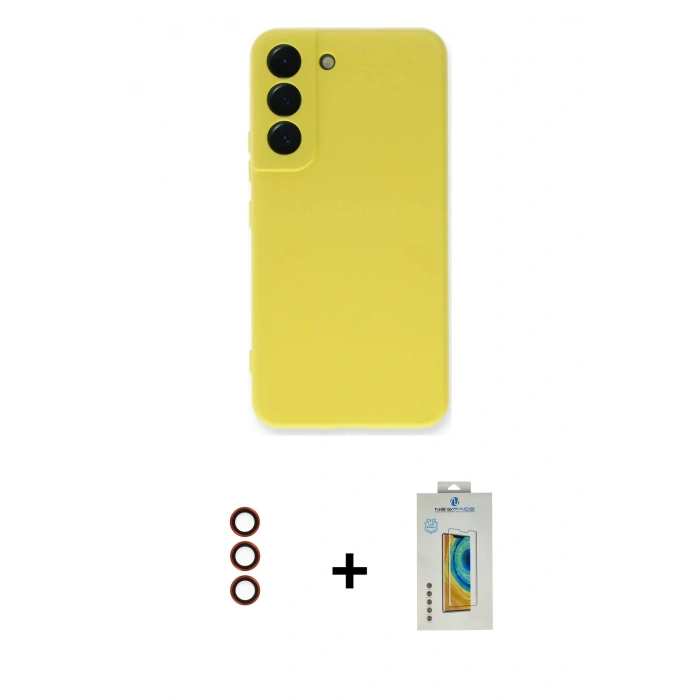 MARSİLYAN™- Galaxy S23 Plus Kılıf Ahenk Serisi - Şeffaf Polymer Nano Ekran Koruyucu + Metal Kamera Lens - KI