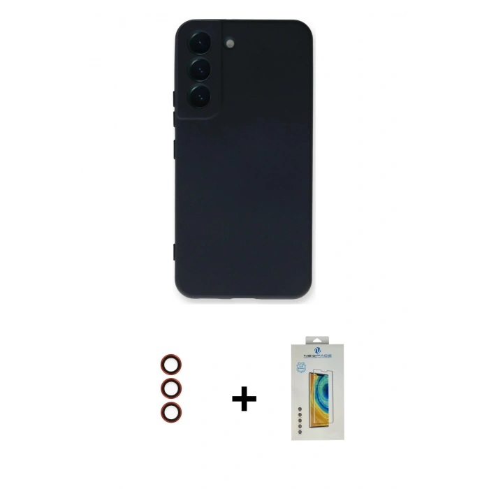 MARSİLYAN™- Galaxy S23 Plus Kılıf Ahenk Serisi - Şeffaf Polymer Nano Ekran Koruyucu + Metal Kamera Lens - KI