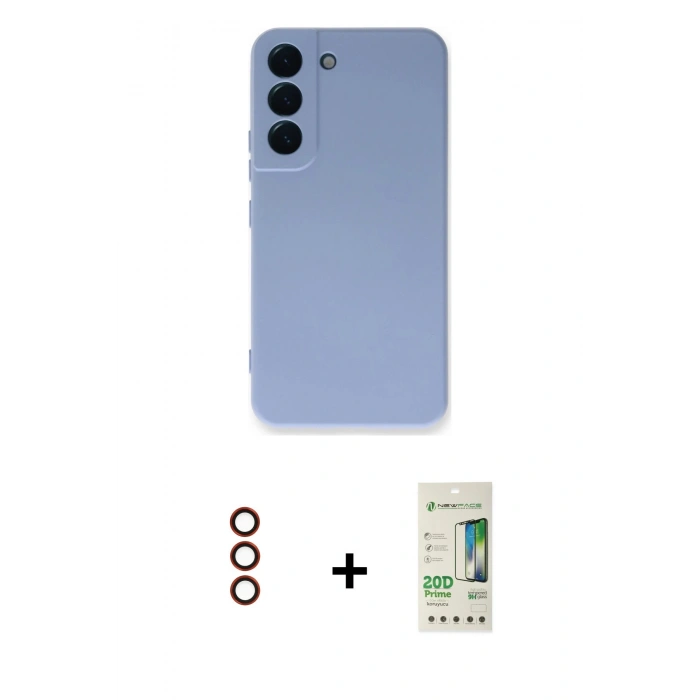 MARSİLYAN™- Galaxy S23 Plus Kılıf Ahenk Serisi - Siyah 20D Premium Cam Ekran Koruyucu + Metal Kamera Lens - KI