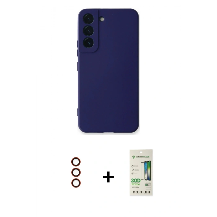 MARSİLYAN™- Galaxy S23 Plus Kılıf Ahenk Serisi - Siyah 20D Premium Cam Ekran Koruyucu + Metal Kamera Lens - KI