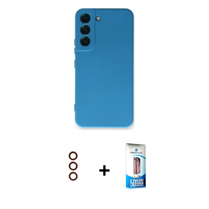 MARSİLYAN™- Galaxy S23 Plus Kılıf Ahenk Serisi - Siyah 5D Eko Cam Ekran Koruyucu + Metal Kamera Lens - KI