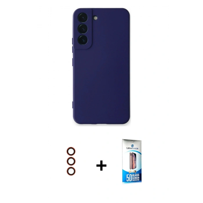 MARSİLYAN™- Galaxy S23 Plus Kılıf Ahenk Serisi - Siyah 5D Eko Cam Ekran Koruyucu + Metal Kamera Lens - KI