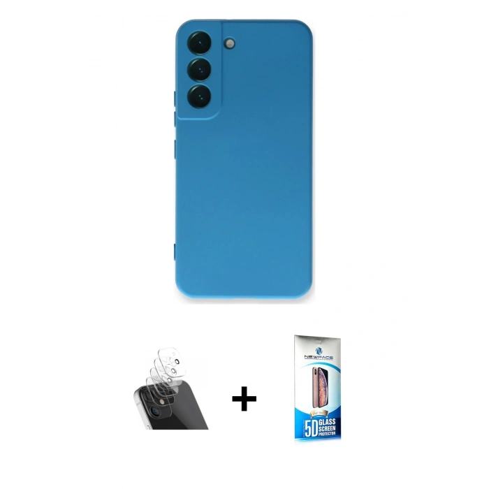 MARSİLYAN™- Galaxy S23 Plus Kılıf Ahenk Serisi - Siyah 5D Eko Cam Ekran Koruyucu + Kamera Lens Koruma Cam - SF