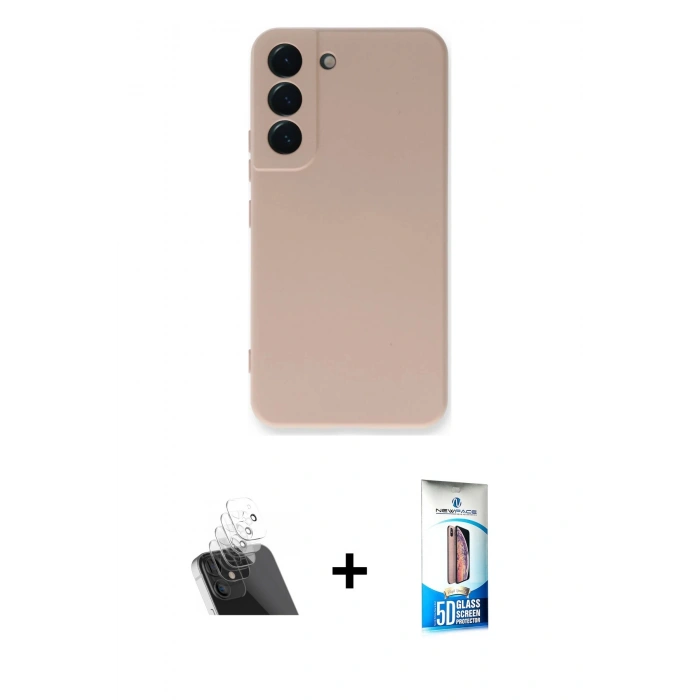 MARSİLYAN™- Galaxy S23 Plus Kılıf Ahenk Serisi - Siyah 5D Eko Cam Ekran Koruyucu + Kamera Lens Koruma Cam - SF