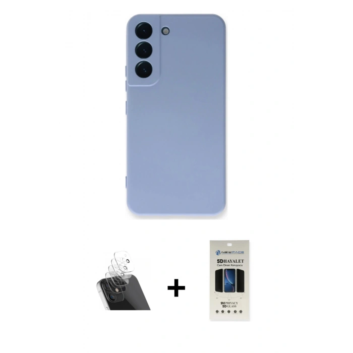 MARSİLYAN™- Galaxy S23 Plus Kılıf Ahenk Serisi - Siyah 5D Hayalet Cam Ekran Koruyucu + Kamera Lens Koruma Cam - SF