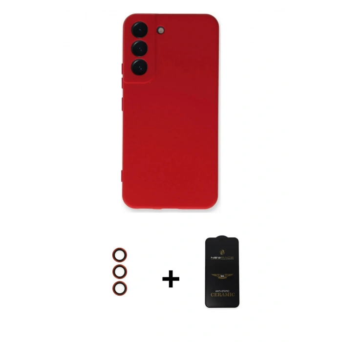 MARSİLYAN™- Galaxy S23 Plus Kılıf Ahenk Serisi - Siyah 6D Antistatik Mat Seramik Hayalet Nano Ekran Koruyucu + Metal Kamera Lens - KI