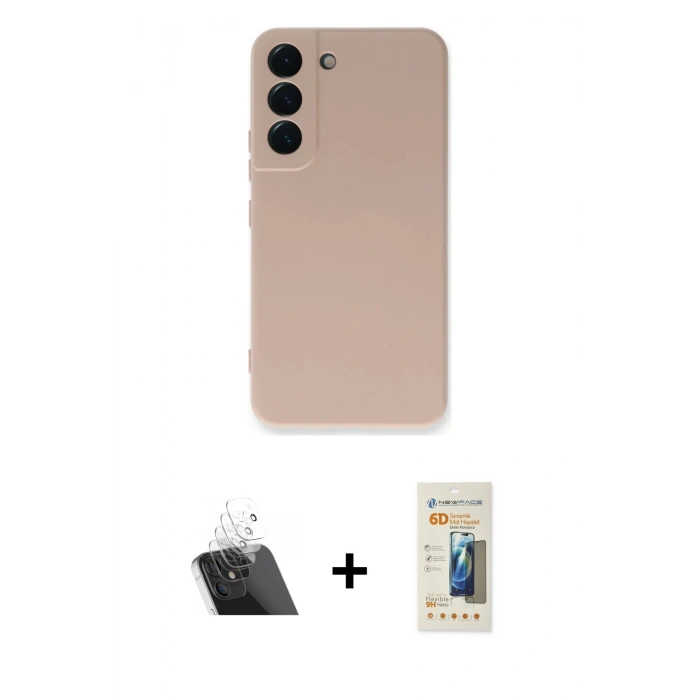 MARSİLYAN™- Galaxy S23 Plus Kılıf Ahenk Serisi - Siyah 6D Mat Seramik Hayalet Nano Ekran Koruyucu + Kamera Lens Koruma Cam - SF