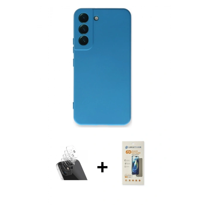MARSİLYAN™- Galaxy S23 Plus Kılıf Ahenk Serisi - Siyah 6D Mat Seramik Hayalet Nano Ekran Koruyucu + Kamera Lens Koruma Cam - SF