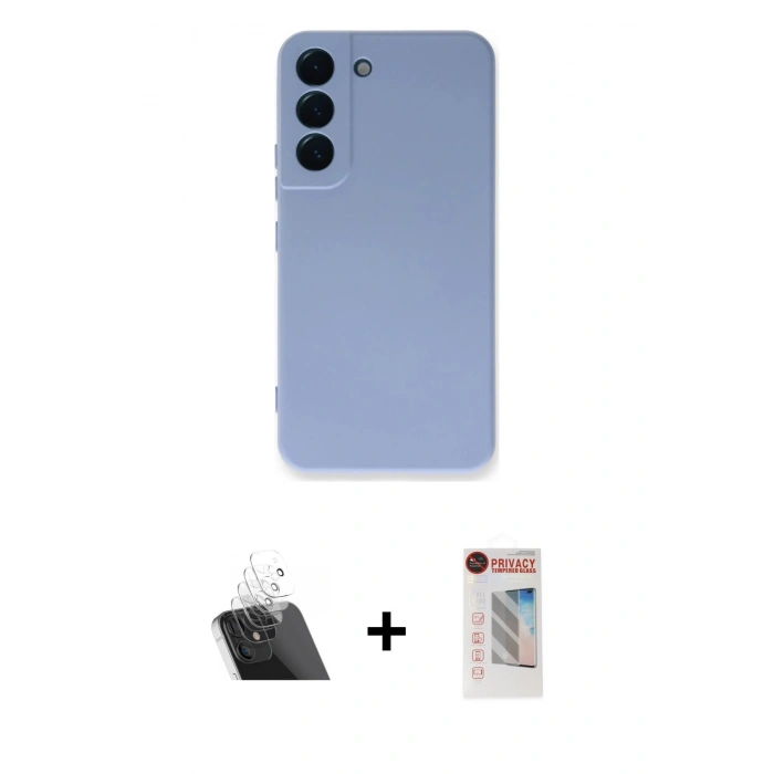MARSİLYAN™- Galaxy S23 Plus Kılıf Ahenk Serisi - Siyah Hayalet Edge Cam Ekran Koruyucu + Kamera Lens Koruma Cam - SF