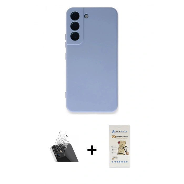 MARSİLYAN™- Galaxy S23 Plus Kılıf Ahenk Serisi - Siyah Mat Seramik Nano Ekran Koruyucu + Şeffaf Kamera Lens Koruma Cam