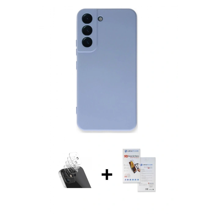 MARSİLYAN™- Galaxy S23 Plus Kılıf Ahenk Serisi - Siyah Seramik Nano Ekran Koruyucu + Kamera Lens Koruma Cam - SF