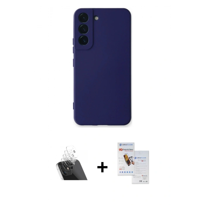MARSİLYAN™- Galaxy S23 Plus Kılıf Ahenk Serisi - Siyah Seramik Nano Ekran Koruyucu + Kamera Lens Koruma Cam - SF