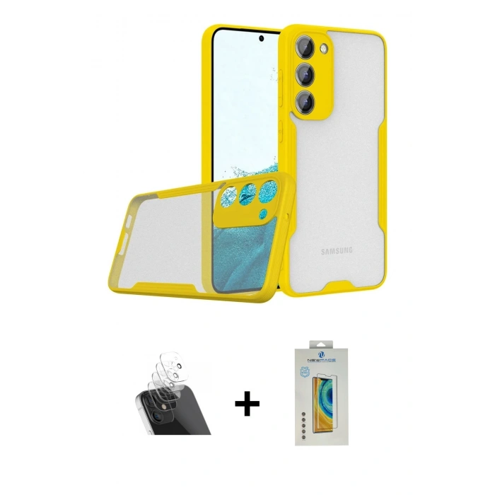 MARSİLYAN™- Galaxy S23 Plus Kılıf Atlas Asil Serisi - Şeffaf Polymer Nano Ekran Koruyucu + Kamera Lens Koruma Cam - SF