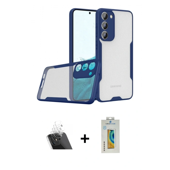 MARSİLYAN™- Galaxy S23 Plus Kılıf Atlas Asil Serisi - Şeffaf Polymer Nano Ekran Koruyucu + Kamera Lens Koruma Cam - SF