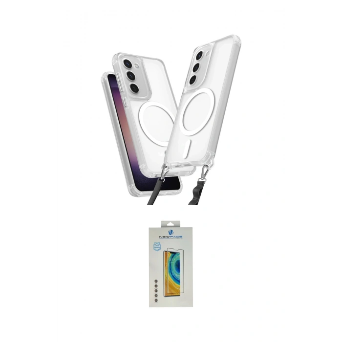 MARSİLYAN™- Galaxy S23 Plus Kılıf Atlas Doku Koleksiyonu - Şeffaf Polymer Nano Ekran Koruyucu