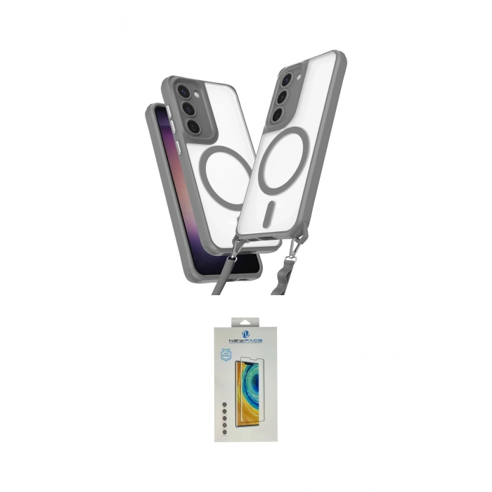 MARSİLYAN™- Galaxy S23 Plus Kılıf Atlas Doku Koleksiyonu - Şeffaf Polymer Nano Ekran Koruyucu