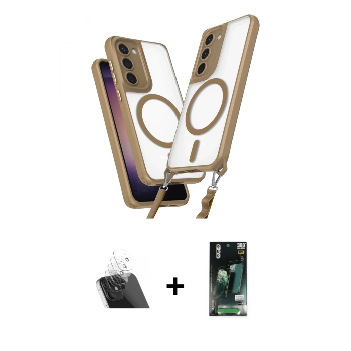 MARSİLYAN™- Galaxy S23 Plus Kılıf Atlas Doku Koleksiyonu - Siyah 360 Mat Full Body Arka Koruyucu + Kamera Lens Koruma Cam - SF