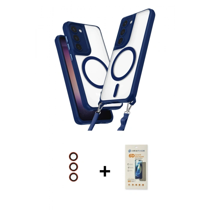 MARSİLYAN™- Galaxy S23 Plus Kılıf Atlas Doku Koleksiyonu - Siyah 6D Mat Seramik Hayalet Nano Ekran Koruyucu + Metal Kamera Lens - KI