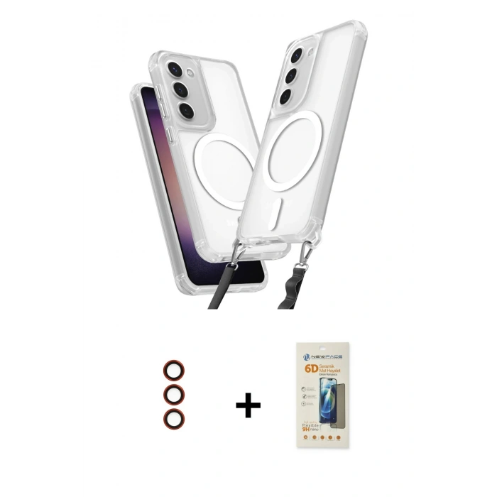 MARSİLYAN™- Galaxy S23 Plus Kılıf Atlas Doku Koleksiyonu - Siyah 6D Mat Seramik Hayalet Nano Ekran Koruyucu + Metal Kamera Lens - KI