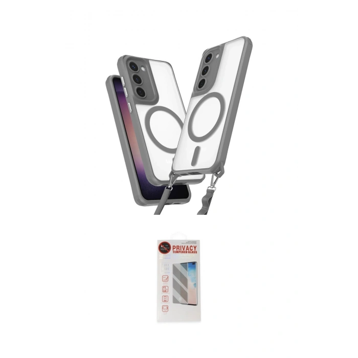 MARSİLYAN™- Galaxy S23 Plus Kılıf Atlas Doku Koleksiyonu - Siyah Hayalet Edge Cam Ekran Koruyucu
