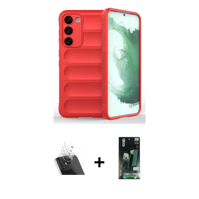 MARSİLYAN™- Galaxy S23 Plus Kılıf Atlas Koleksiyonu - Şeffaf 360 Full Body Arka Koruyucu + Kamera Lens Koruma Cam - SF