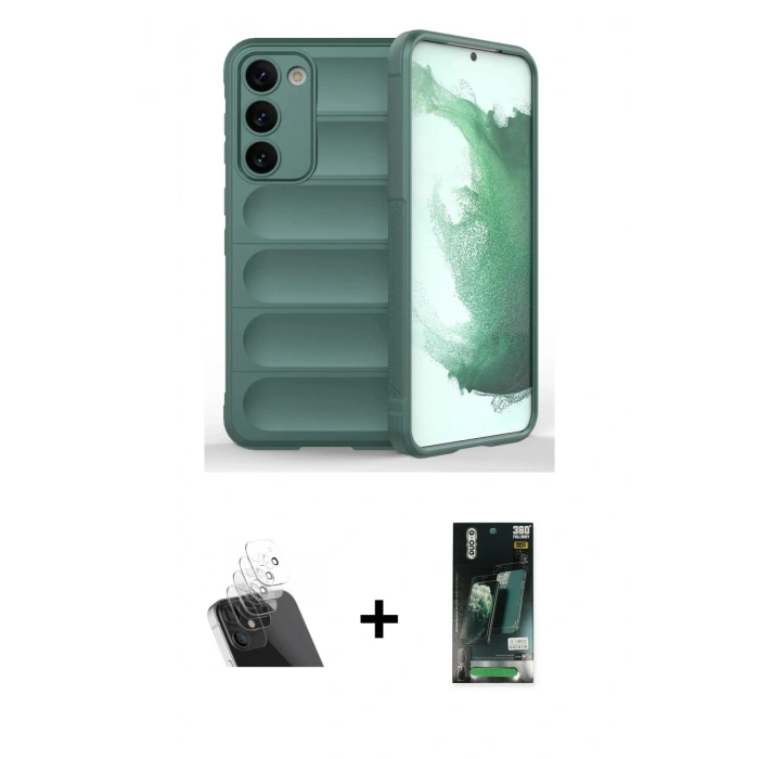 MARSİLYAN™- Galaxy S23 Plus Kılıf Atlas Koleksiyonu - Şeffaf 360 Full Body Arka Koruyucu + Kamera Lens Koruma Cam - SF