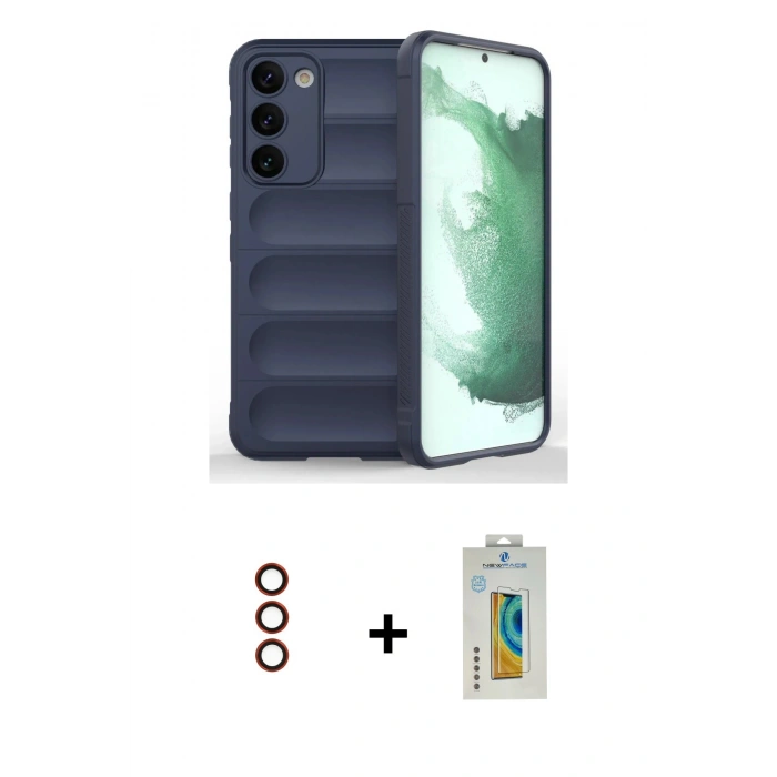 MARSİLYAN™- Galaxy S23 Plus Kılıf Atlas Koleksiyonu - Şeffaf Polymer Nano Ekran Koruyucu + Metal Kamera Lens - KI