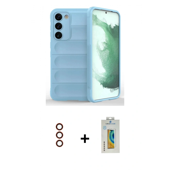 MARSİLYAN™- Galaxy S23 Plus Kılıf Atlas Koleksiyonu - Şeffaf Polymer Nano Ekran Koruyucu + Metal Kamera Lens - KI