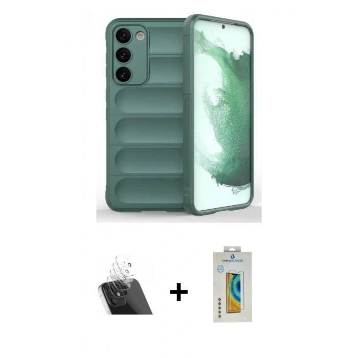 MARSİLYAN™- Galaxy S23 Plus Kılıf Atlas Koleksiyonu - Şeffaf Polymer Nano Ekran Koruyucu + Kamera Lens Koruma Cam - SF