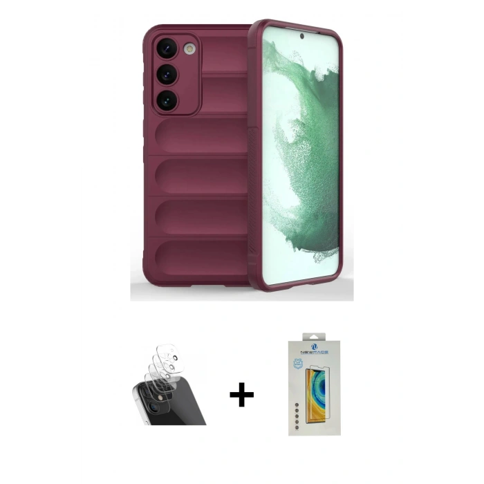 MARSİLYAN™- Galaxy S23 Plus Kılıf Atlas Koleksiyonu - Şeffaf Polymer Nano Ekran Koruyucu + Kamera Lens Koruma Cam - SF
