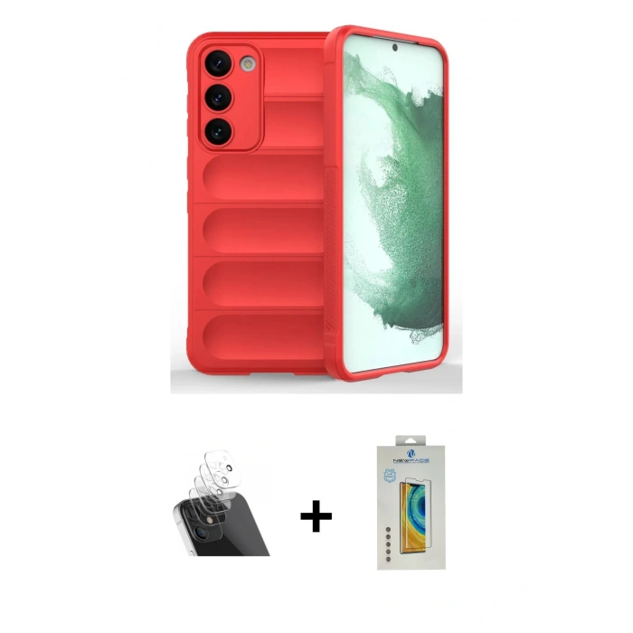 MARSİLYAN™- Galaxy S23 Plus Kılıf Atlas Koleksiyonu - Şeffaf Polymer Nano Ekran Koruyucu + Kamera Lens Koruma Cam - SF