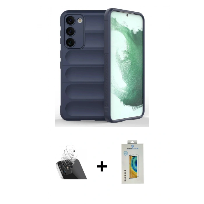 MARSİLYAN™- Galaxy S23 Plus Kılıf Atlas Koleksiyonu - Şeffaf Polymer Nano Ekran Koruyucu + Kamera Lens Koruma Cam - SF