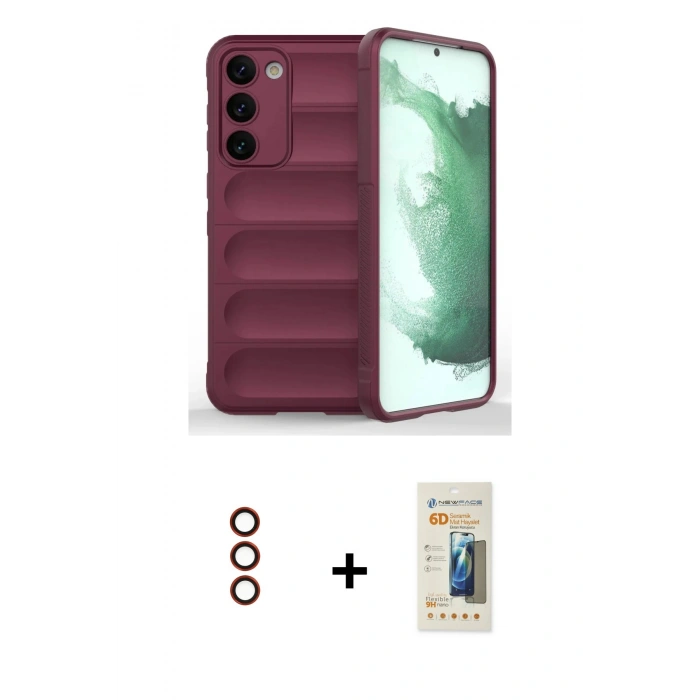 MARSİLYAN™- Galaxy S23 Plus Kılıf Atlas Koleksiyonu - Siyah 6D Mat Seramik Hayalet Nano Ekran Koruyucu + Metal Kamera Lens - KI