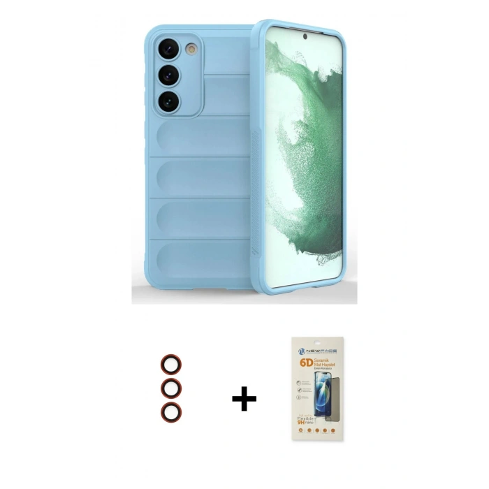 MARSİLYAN™- Galaxy S23 Plus Kılıf Atlas Koleksiyonu - Siyah 6D Mat Seramik Hayalet Nano Ekran Koruyucu + Metal Kamera Lens - KI