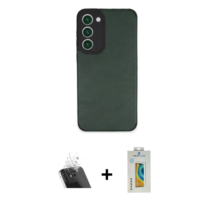 MARSİLYAN™- Galaxy S23 Plus Kılıf Doruk Asil Koleksiyonu - Şeffaf Polymer Nano Ekran Koruyucu + Kamera Lens Koruma Cam - SF