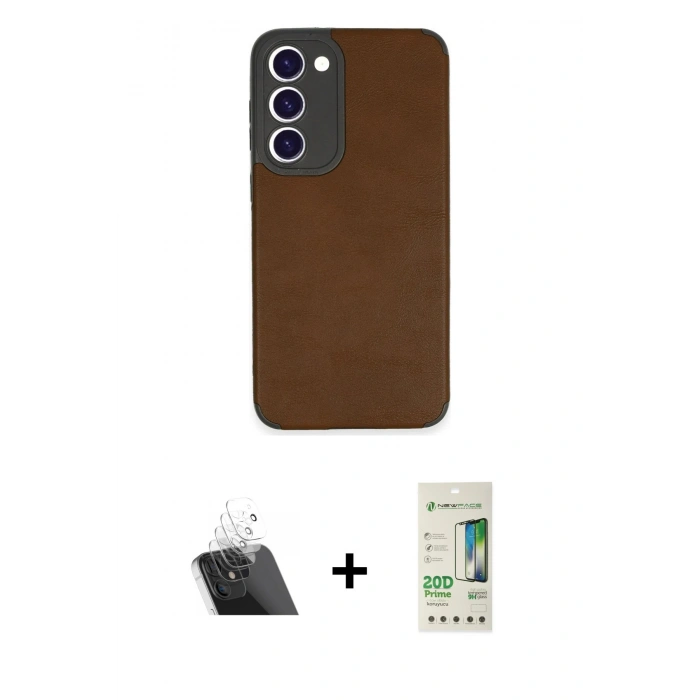 MARSİLYAN™- Galaxy S23 Plus Kılıf Doruk Asil Koleksiyonu - Siyah 20D Premium Cam Ekran Koruyucu + Kamera Lens Koruma Cam - SF