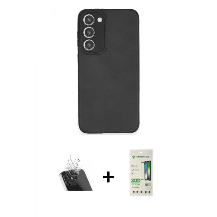 MARSİLYAN™- Galaxy S23 Plus Kılıf Doruk Asil Koleksiyonu - Siyah 20D Premium Cam Ekran Koruyucu + Kamera Lens Koruma Cam - SF