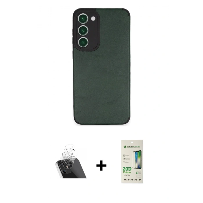 MARSİLYAN™- Galaxy S23 Plus Kılıf Doruk Asil Koleksiyonu - Siyah 20D Premium Cam Ekran Koruyucu + Kamera Lens Koruma Cam - SF