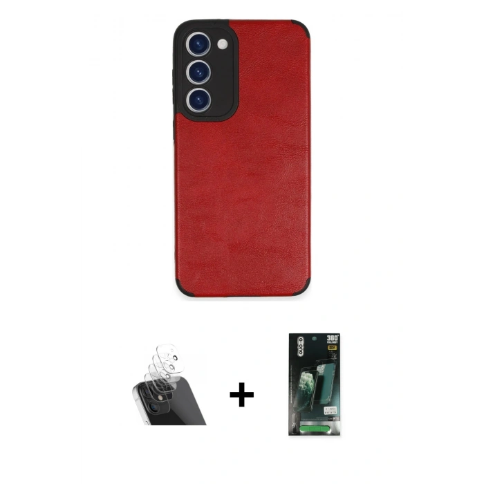MARSİLYAN™- Galaxy S23 Plus Kılıf Doruk Asil Koleksiyonu - Siyah 360 Mat Full Body Arka Koruyucu + Kamera Lens Koruma Cam - SF
